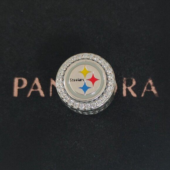 Pandora Pittsburgh Steelers NFL Logo Charm Bead S925 Silver with box - Picture 1 of 7